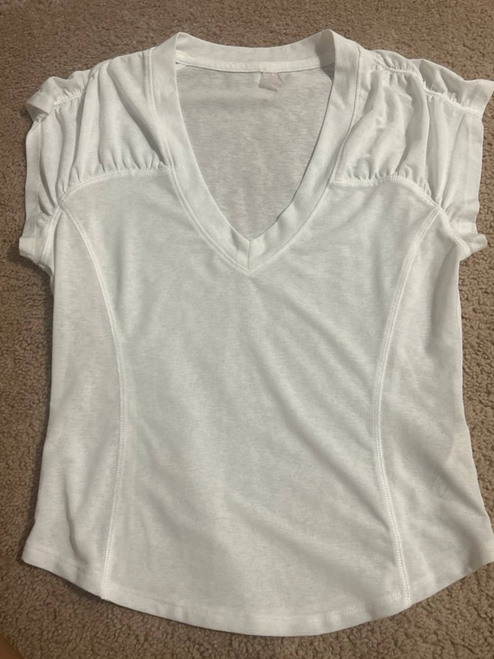 FP Movement by Free People White V-Neck Short Sleeve Tee